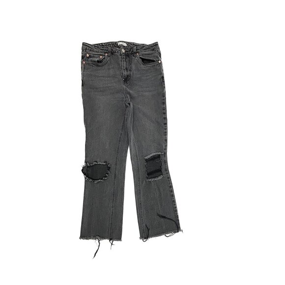 Avec Les Filles Kick boot Distressed Raw Hem Women's size 28 Black Denim Jeans - Picture 1 of 4